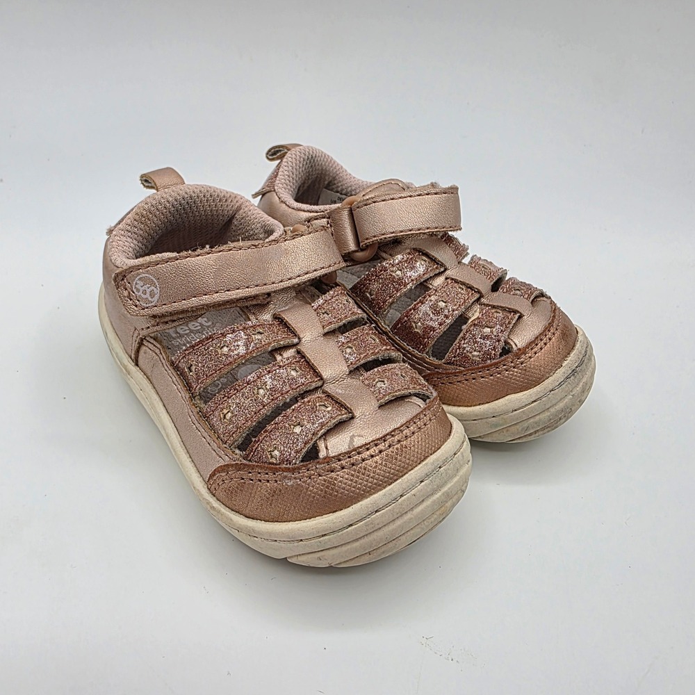 Stride Rite 360 Devany Rose Gold Metallic Glitter Sandals Kids Size 5M TG000402